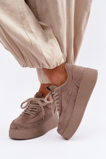 Sneaker aus Veloursleder mit Plattform in Ton Teysa 2