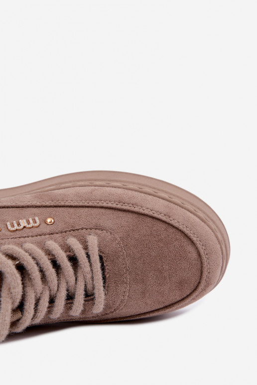 Sneaker aus Veloursleder mit Plattform in Ton Teysa