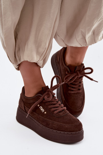 Sneaker aus Veloursleder mit Plattform in Schokolade Teysa 2