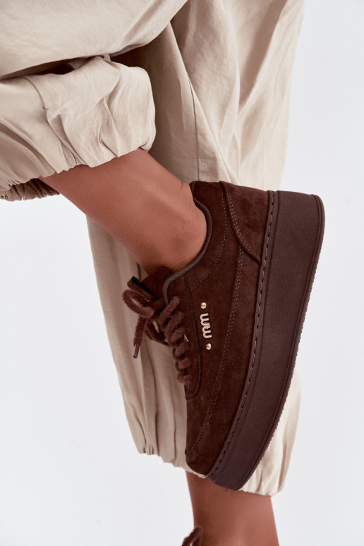 Sneaker aus Veloursleder mit Plattform in Schokolade Teysa