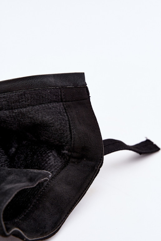 Damen warme Stiefeletten mit verzierten Absätzen in schwarz Luvielle