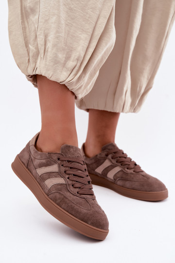 Damen Sneakers aus braunem Veloursleder Vinceza 95438 2