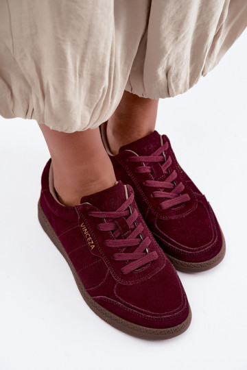 Damen Sneakers aus bordeaux Veloursleder Vinceza 79635