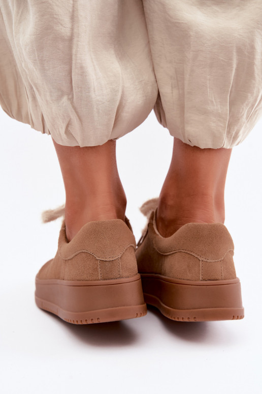 Faux-Suede-Sneaker mit Fell und Schnürsenkeln Kobbo 79655 braun