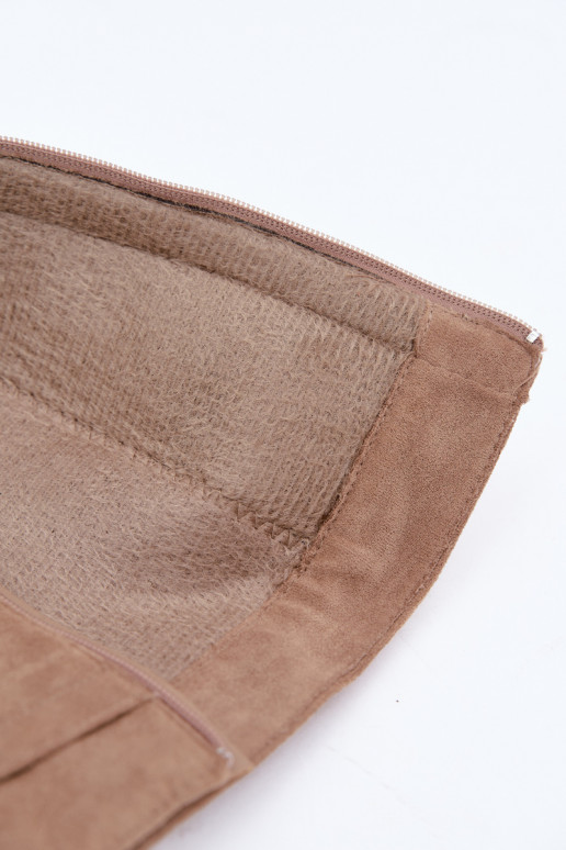 Wärmende Damenstiefel mit genähtem Schaft und Absätzen sandfarben Salia