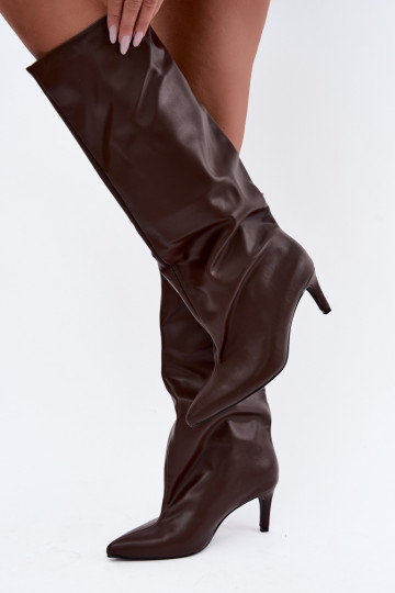 Wärmende Damen Stiefeletten mit dünnen Absätzen schokoladenbraun Olivienne 2