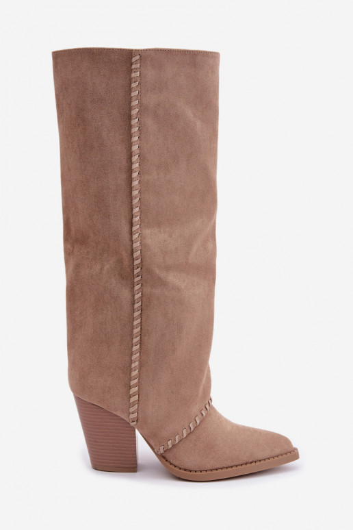 Damenstiefel im Cowboy-Stil mit Blockabsatz sandfarben Noeline