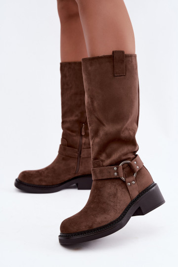 Damen-Kniehohe Stiefel mit dekorativen Details in Braun Morla 2