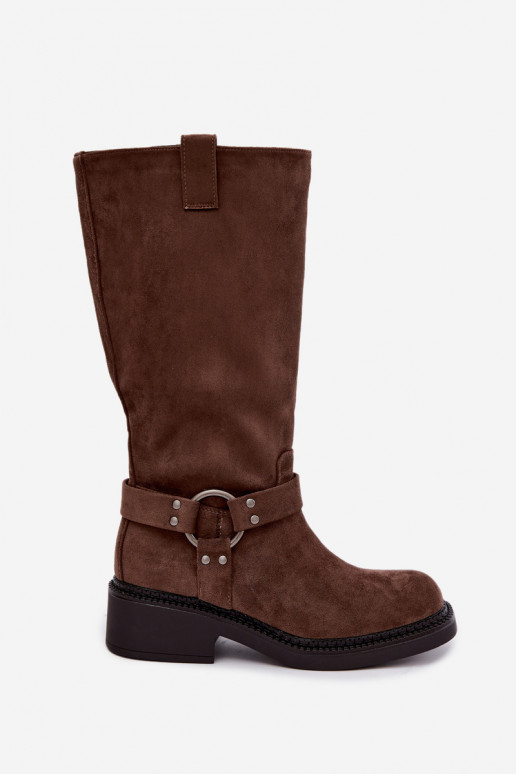 Damen-Kniehohe Stiefel mit dekorativen Details in Braun Morla
