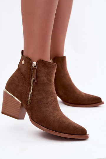 Damen-Cowboy-Ankle Boots mit dekorativem Reißverschluss in Braun Jarelia