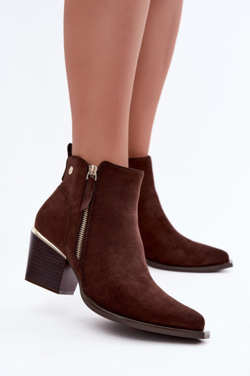 Cowboy-Stil Stiefeletten mit dekorativem Reißverschluss, schokoladig Jarelia 2