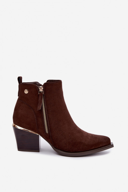 Cowboy-Stil Stiefeletten mit dekorativem Reißverschluss, schokoladig Jarelia