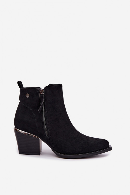 Cowboy-Stil Stiefeletten mit dekorativem Reißverschluss, schwarz Jarelia