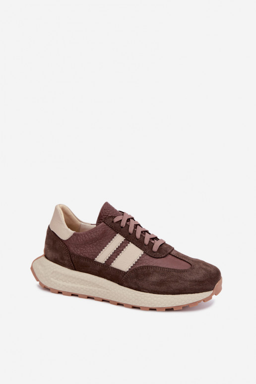 Kunstveloursleder Sneakers mit Plattform Zazoo N1291, schokoladig