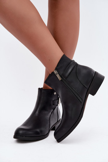 Wärmende Damen Stiefeletten mit dekorativem Schnallenverschluss Medicine RIN16-OBD421-99X, schwarz 2