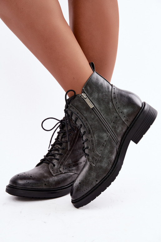 Wärmende Damen Stiefeletten mit breiten Absätzen Medicine RIN16-OBD426-90X, grau