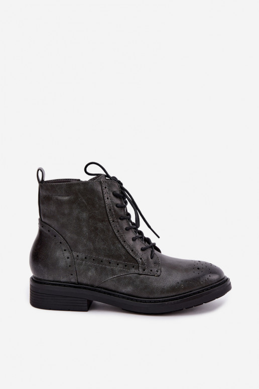 Wärmende Damen Stiefeletten mit breiten Absätzen Medicine RIN16-OBD426-90X, grau
