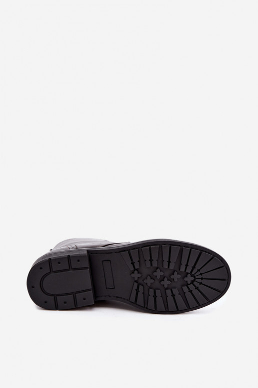 Wärmende Damen Stiefeletten mit breiten Absätzen Medicine RIN16-OBD426-88X, dunkelbraun
