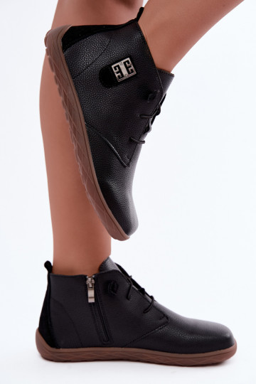 Leder Damen Schuhe Barefoot, schwarz Sireya