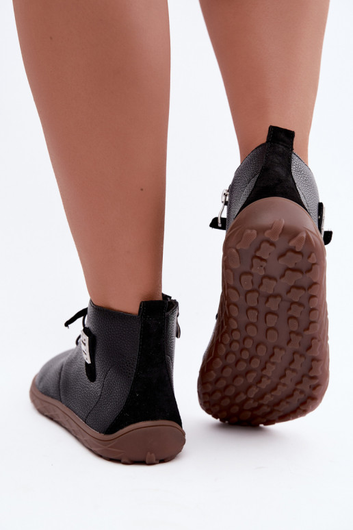 Leder Damen Schuhe Barefoot, schwarz Sireya