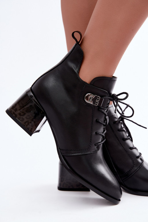 Wärmende Leder Damen Stiefeletten Klocke, schwarz Pirelia