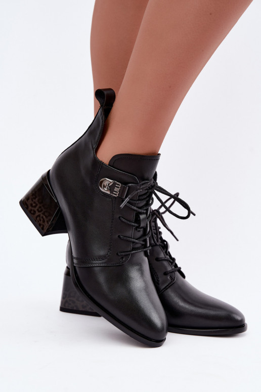 Wärmende Leder Damen Stiefeletten Klocke, schwarz Pirelia