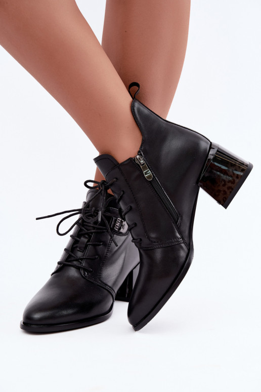 Wärmende Leder Damen Stiefeletten Klocke, schwarz Pirelia
