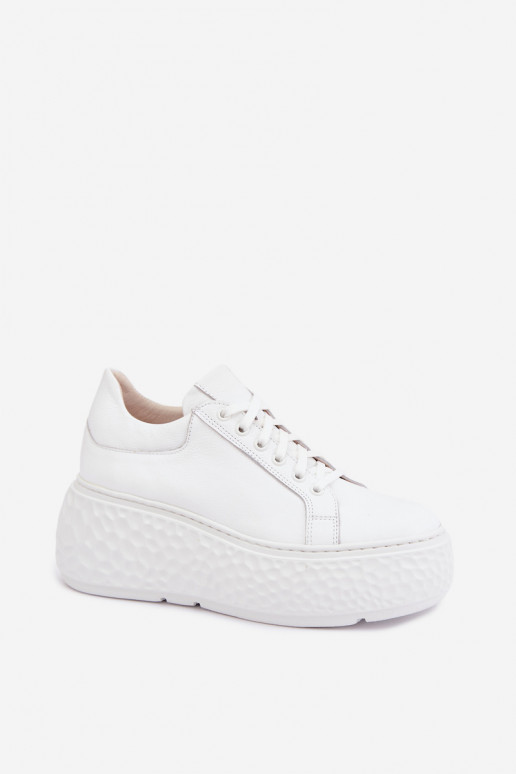 Leder Sneakers mit Plattform Zazoo N1000S4, weiß