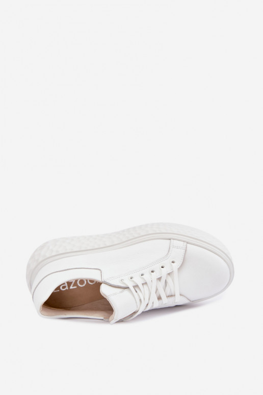 Leder Sneakers mit Plattform Zazoo N1000S4, weiß