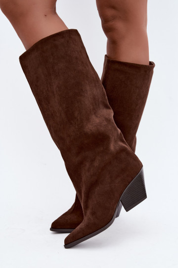 Ein überzeugendes Stilvollll Stiefel mit Absätzen Ze Szpiczastym Noskiem braune Farbe Blenia