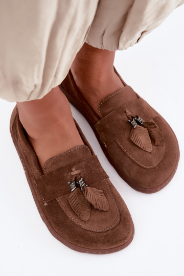 Kunstveloursleder Mokassins Barefoot Zazoo 10220, braun