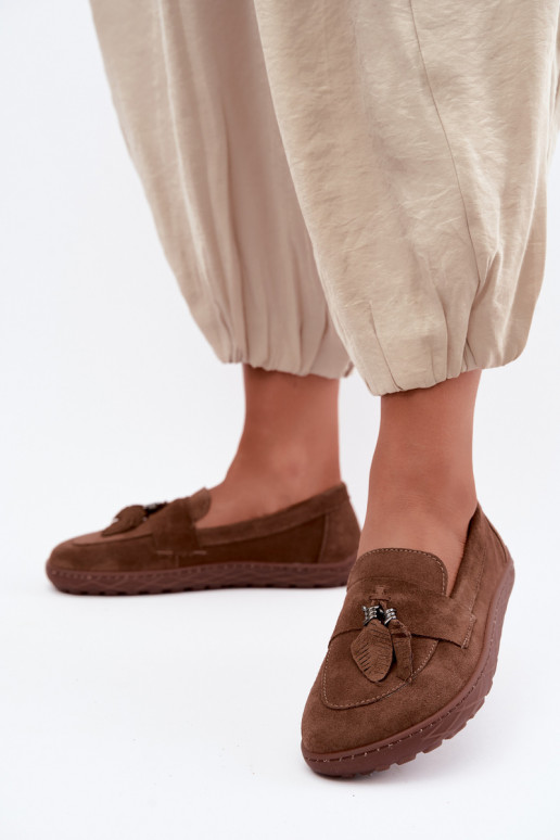 Kunstveloursleder Mokassins Barefoot Zazoo 10220, braun