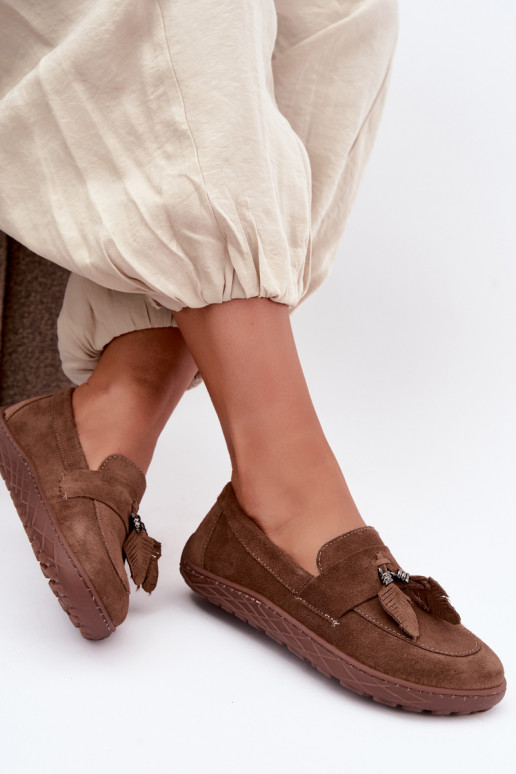 Kunstveloursleder Mokassins Barefoot Zazoo 10220, braun