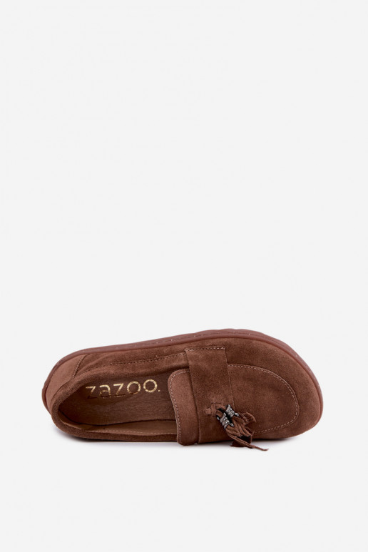 Kunstveloursleder Mokassins Barefoot Zazoo 10220, braun