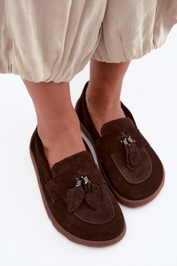 Kunstveloursleder Mokassins Barefoot Zazoo 10220, schokoladig