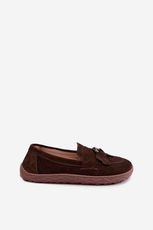 Kunstveloursleder Mokassins Barefoot Zazoo 10220, schokoladig