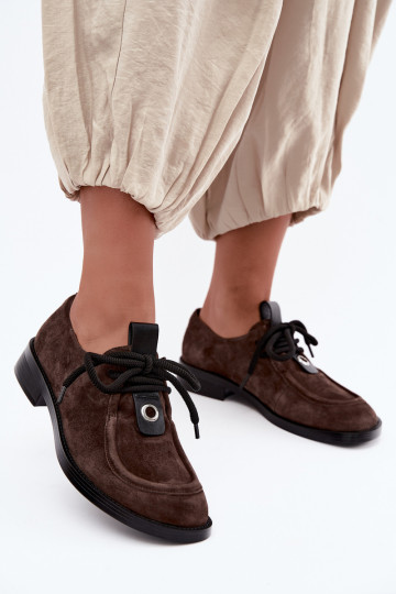Barfuß-Damenschuhe aus Kunstveloursleder D&A CR62-3460 in Schokoladenfarbe