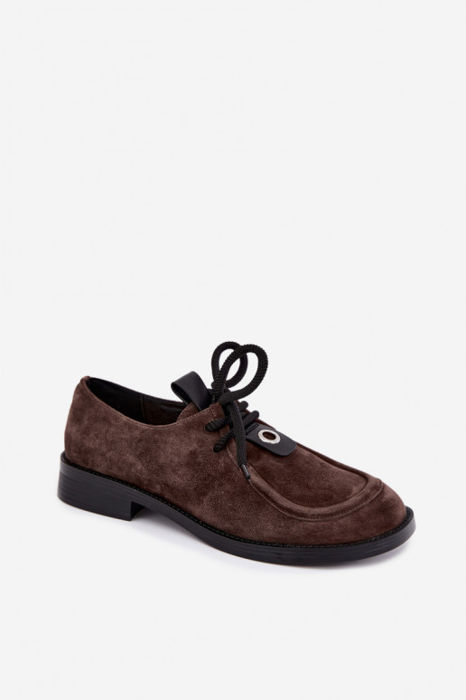 Barfuß-Damenschuhe aus Kunstveloursleder D&A CR62-3460 in Schokoladenfarbe
