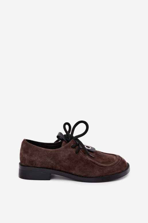 Barfuß-Damenschuhe aus Kunstveloursleder D&A CR62-3460 in Schokoladenfarbe