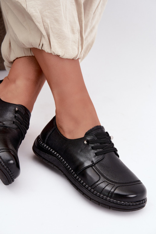 Damen Schuhe aus Naturleder Vinceza 107240 in schwarzer Farbe