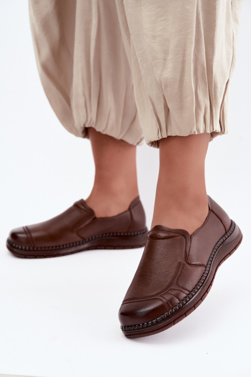 Damen Leder Slipper Vinceza 107241 in brauner Farbe