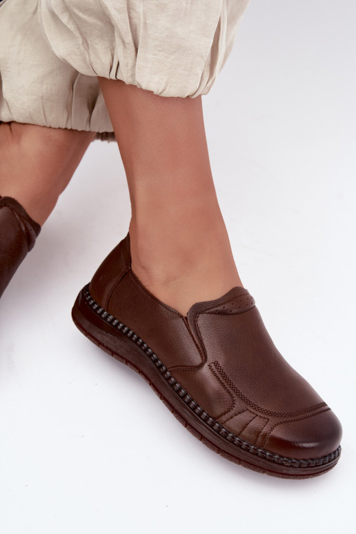 Damen Leder Slipper Vinceza 107241 in brauner Farbe