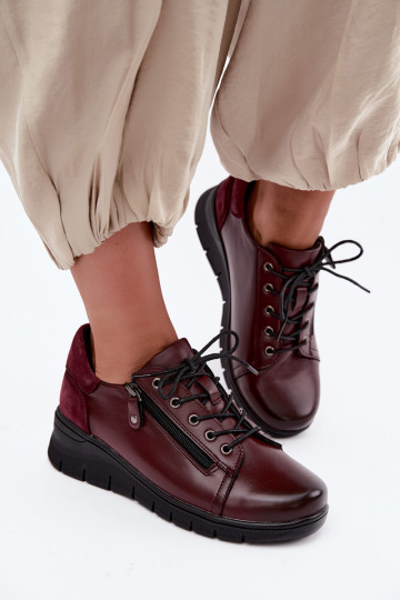 Damen Leder Schuhe mit Plattform Vinceza 39964 in bordeaux Farbe