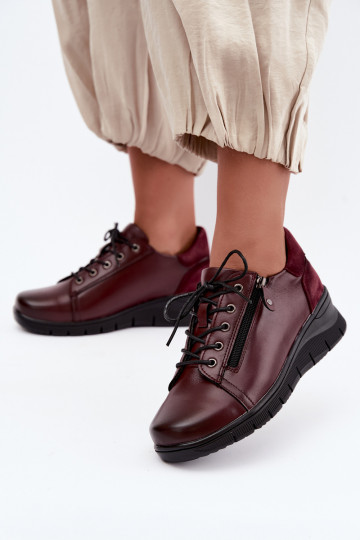 Damen Leder Schuhe mit Plattform Vinceza 39964 in bordeaux Farbe 2