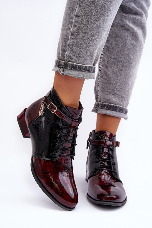 Bordeauxfarbene Damen-Stiefeletten Avalynė Tai turiciejka 5743A-23