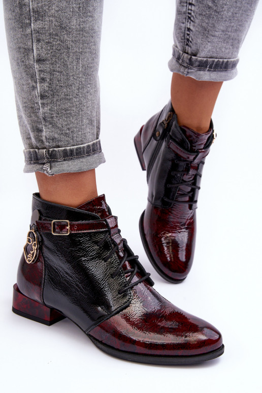 Bordeauxfarbene Damen-Stiefeletten Avalynė Tai turiciejka 5743A-23