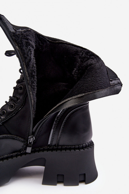 Schwarze Kunstveloursleder-Stiefeletten mit Verzierungen Tai turirx