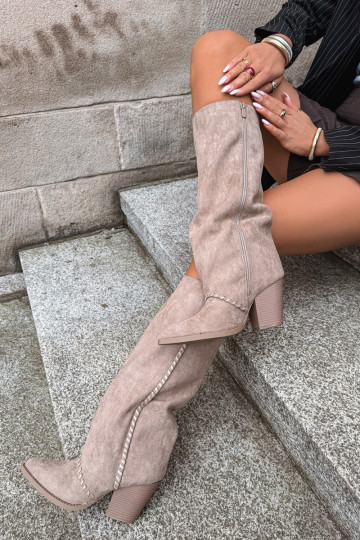 Damenstiefel im Cowboy-Stil mit Blockabsatz sandfarben Noeline 2