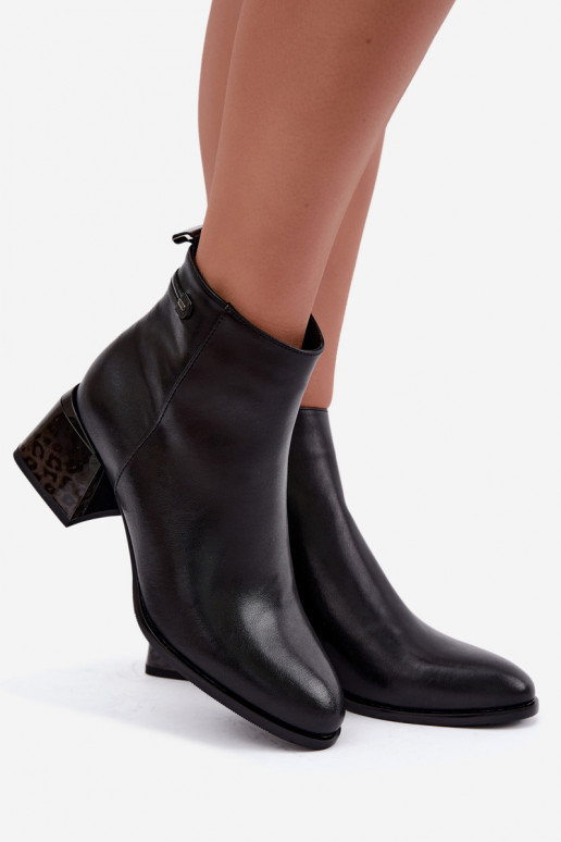 Lurelia schwarze Lederstiefeletten