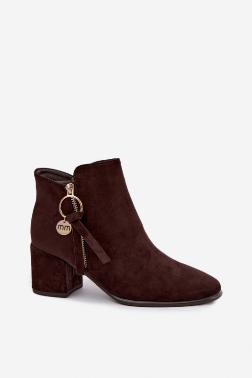 Wärmende Damen-Stiefeletten mit Absätzen, braun Imara